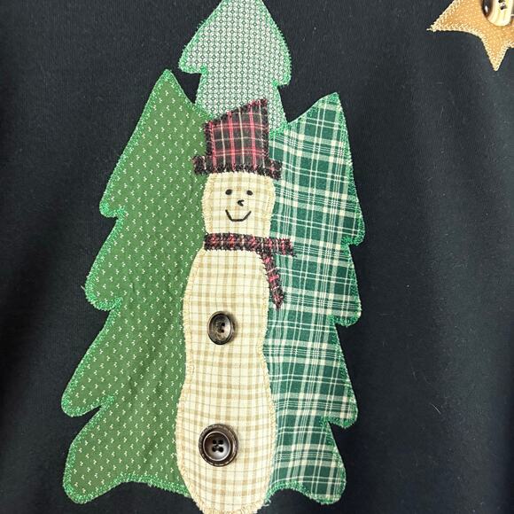 Vintage 90s Primitive Snowman Jerzees Sweatshirt Christmas Holiday Medium - Picture 6 of 6